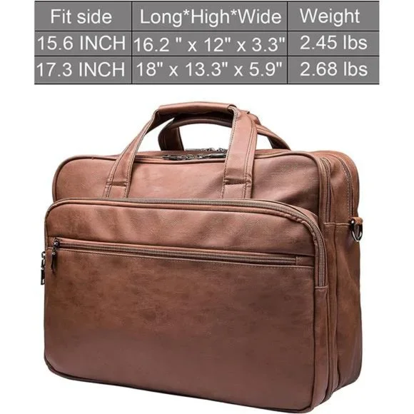 Leather Laptop Bag, 15.6 Inches 17.3 Inches Messenger BriefcaseHandbag For Men